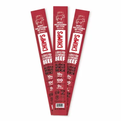 Chomps Smoky BBQ Seasoned Beef Sticks - Set of 3