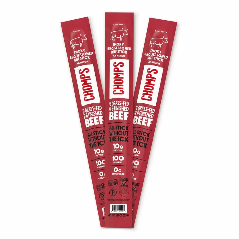 Chomps Smoky BBQ Seasoned Beef Sticks - Set of 3