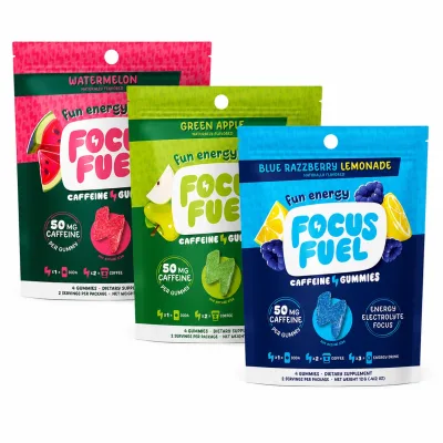 Focus Fuel Caffeine Gummies Variety Pack - sæt med 3