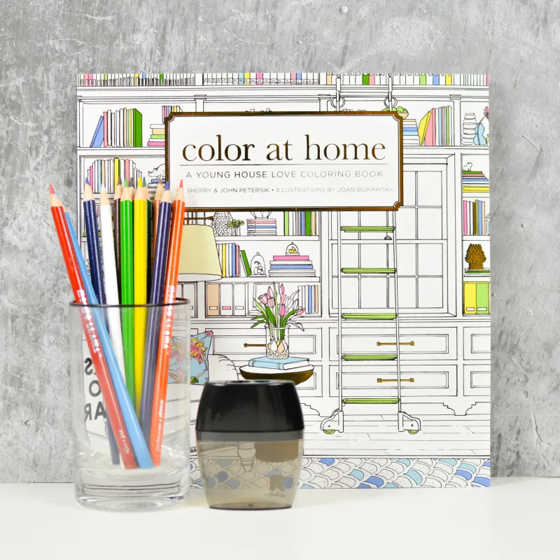 Adult Coloring Book with Colored Pencils and Sharpener